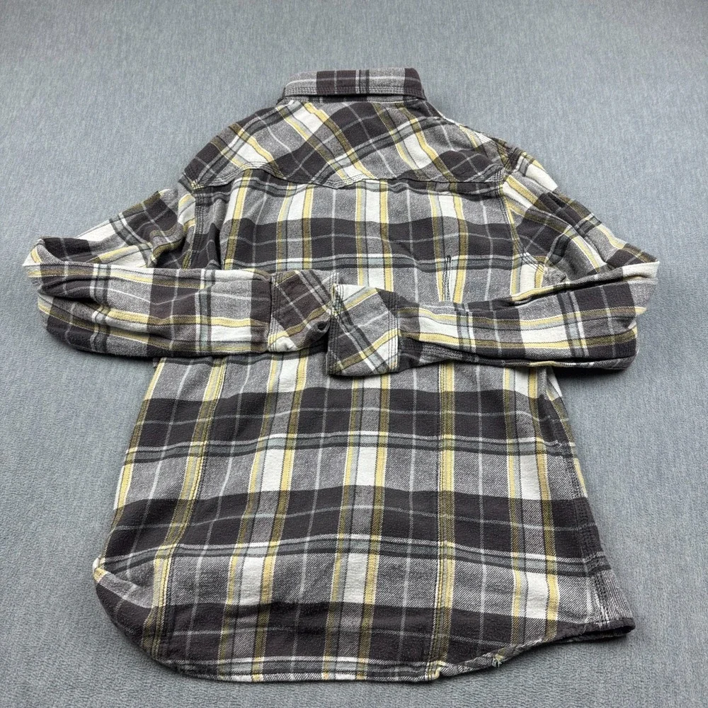 True Religion Shirt‎ Men 2XL XXL Brown Plaid Snap Button Up Flannel Long Sleeve